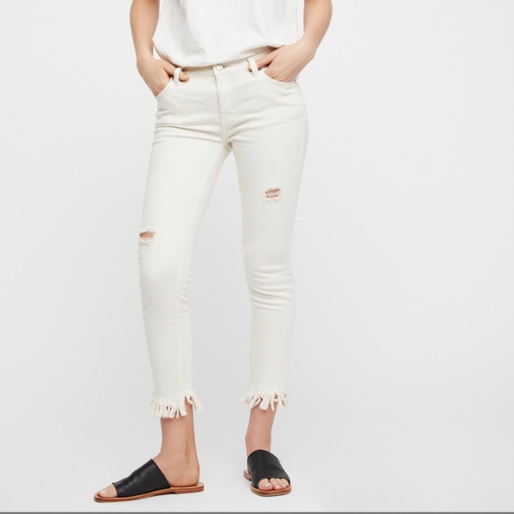Frayed end free people jeans